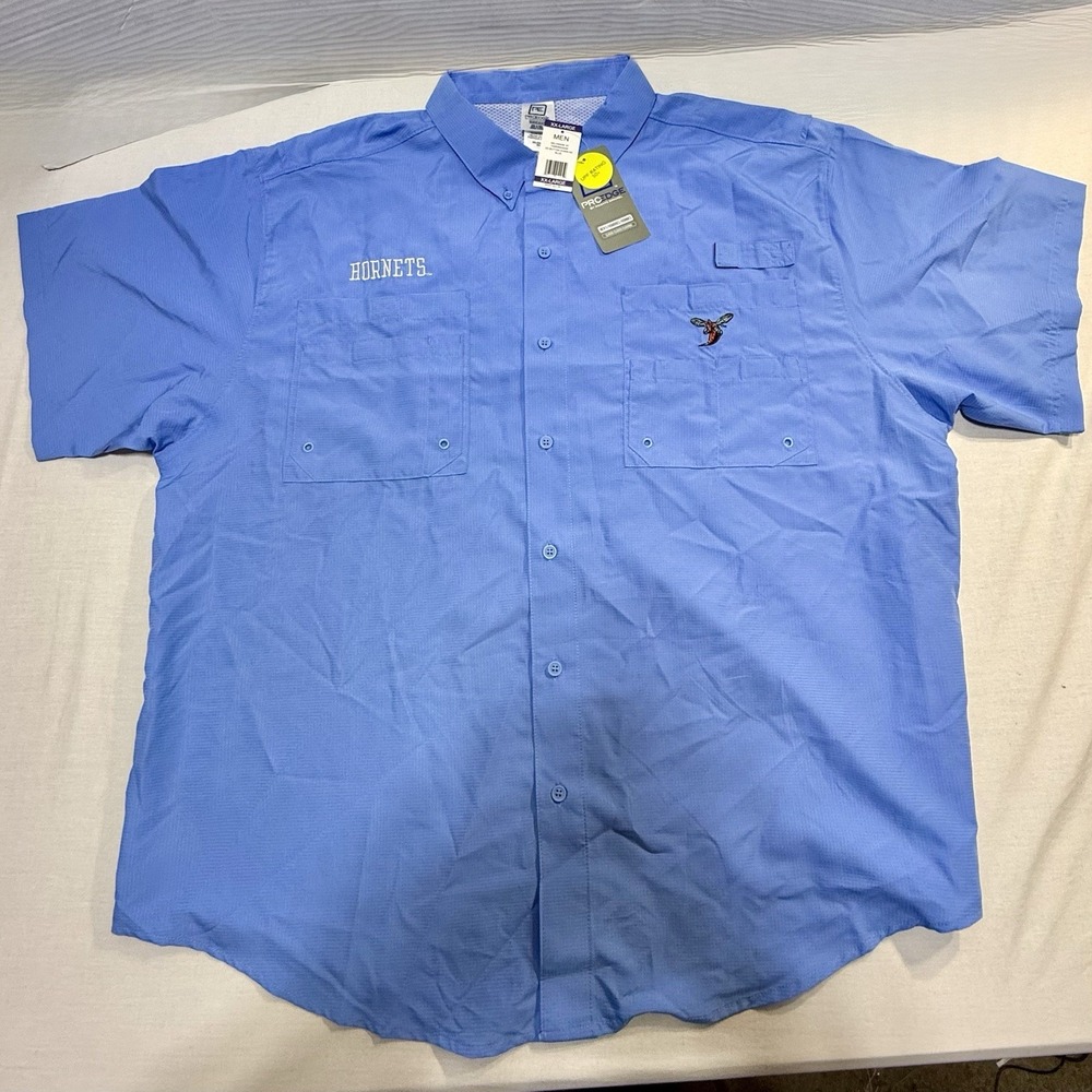 ProEdge Men's 2XL Delaware Hornets Short Sleeve Button-Down Vented Shirt UPF 50+